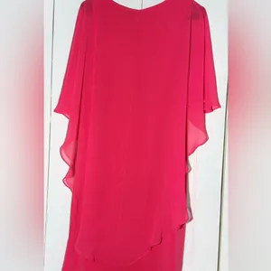 Glamour Nights Pink Popover Cape Sheath Dress Size 6 Chiffon Overlay thumbnail 10