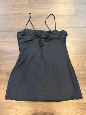 ZARA Woman Black Strappy Mini Dress Straight Neck Large - C30-109 thumbnail 10