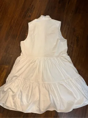 Amanda Uprichard White Sleeveless Tiered Poplin Saffron Dress Medium thumbnail 5