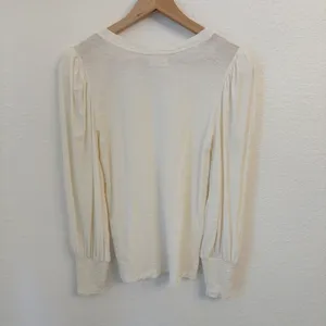 Nation LTD Loren Tee S Puff Sleeve Peasant Top Slub Knit Pima Cotton Ivory thumbnail 5