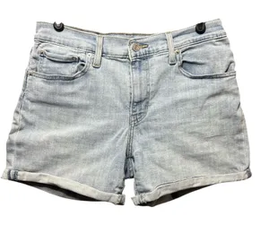 Levi's Jean‎ Shorts Size 30 Womens Mid Length Short Cuffed Mid Rise Blue Denim thumbnail 1