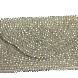 VTG 50s Pearl Beaded Clutch Japan White Evening Bag Glam Coquette Bridal Wedding thumbnail 14