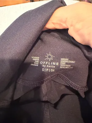 aerie Black Foldover High-Waist Leggings with Pockets thumbnail 3