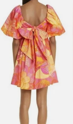 Farm Rio Summer Garden Puff Sleeve Cut Out Dress Womens Sz Small New $185 thumbnail 1