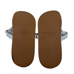 Tory Burch Miller Thong Sandals Light Blue Leather Logo Cork Footbed Women’s 8.5 thumbnail 3