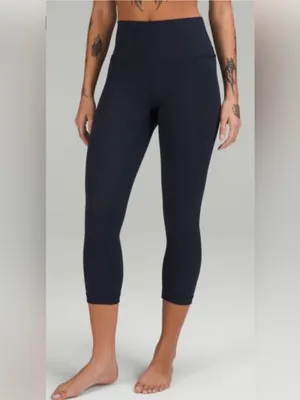Lululemon True Navy High Rise 21” Wunder Under Crop Leggings Sz 14 thumbnail 7