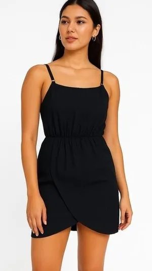 Amanda Uprichard Size‎ S Tulip Hem Mini Dress Black Silk Spaghetti Strap LBD thumbnail 1