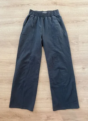 Abercrombie & Fitch Dark Grey Wide Leg Pintuck Sweatpant thumbnail 1