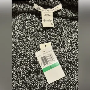 NWT American Rag Black and White Knit Funnel Neck Pullover size large thumbnail 4