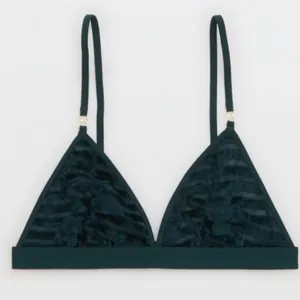 NWT AERIE VELVET STRIPE TRIANGLE BRALETTE Deep Forest Green size Medium thumbnail 11