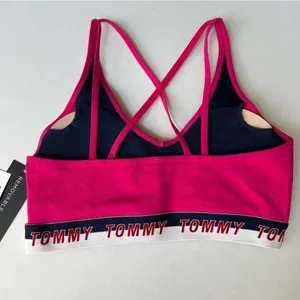 Nwt Tommy Hilfiger sport magenta strappy cross back sport bra size small thumbnail 4