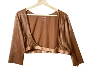 SKIMS Arm Shaper Sleeves Open Bust Bolero Compression Slimming Shrug Brown Sz S thumbnail 1