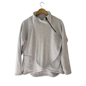 Athleta Cozy Karma Asym Pullover M/P Gray Heather Zip Neck Petite Sweatshirt thumbnail 2