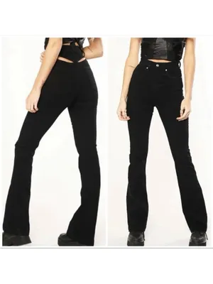 Revice Denim Avalon Flare High Rise Cut Out Jeans: Black thumbnail 2