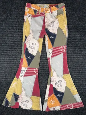 RARE Wrangler x Lainey Wilson Patchwork Sundown Flare Jeans Bell Bottoms 27x32 thumbnail 1