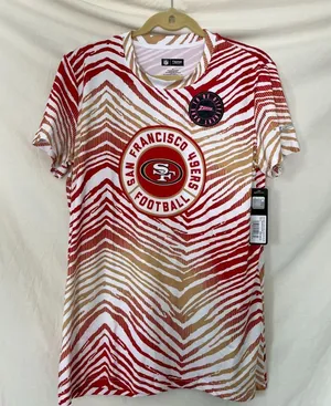 NWT NFL SAN FRANCISCO 49ERS Zubaz Zebra 2 Team Color Circle Logo T-Shirt XL thumbnail 1