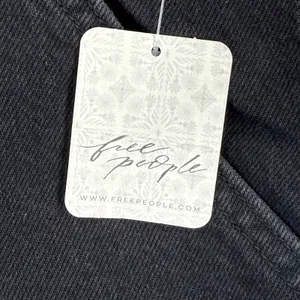 Free People We The Free Black Denim Midi Skirt Front Slit High Rise‎ Size 24 NEW thumbnail 2