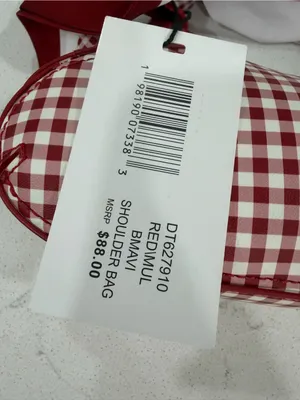 Steve Madden Red and White Gingham Shoulder Bag with Scarf Accent thumbnail 5
