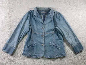Vtg‎ Simon Chang Denim Jacket Women 16 Button Front Y2K Classic Minimalist thumbnail 1