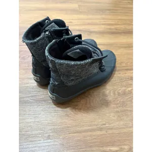 Sperry Saltwater Herringbone Wool Duck Boots Black Grey STS99766 Womens 10M thumbnail 3