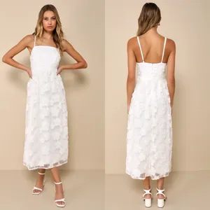 NWT Lulus Delightful Charisma White Embroidered Sequin Mesh Midi Dress Glam Sz S thumbnail 2