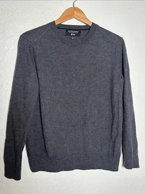 Banana Republic 100% Merino Wool Grey Crew Neck Sweater Baruffa Extra Fine Large thumbnail 1