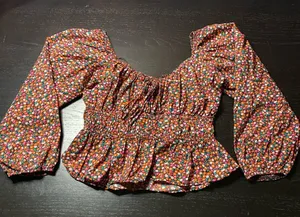 Zara Multicolor Floral Smocked Blouse thumbnail 1