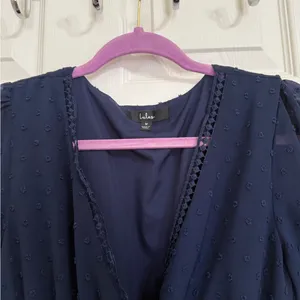 Lulus Falling Into You Navy Blue Swiss Dot Tiered Maxi Dress - Size Medium thumbnail 3