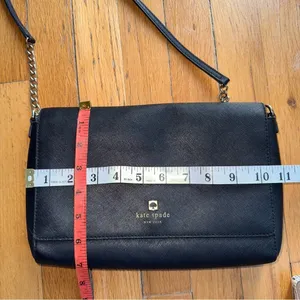 KATE SPADE Staci Medium Flap Crossbody Bag Black ‎ With Gold Chain 10” x 7” thumbnail 7
