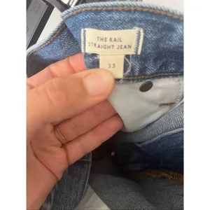 Madewell The Rail Straight Leg Jeans Womens Size 33 Large Raw Hem Medium Wash thumbnail 8