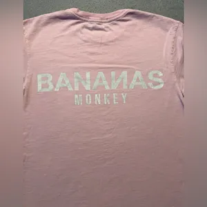Bananas Monkey Graphic T Shirt Womens Small Pink Streetwear Tee Cotton thumbnail 4