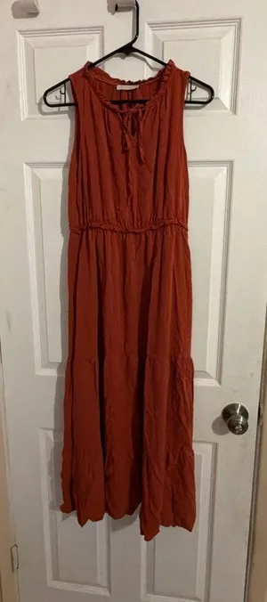 Kirundo Women's Solid Color Rust Sleeveless Midi with Ruched Waist HOM1146-F thumbnail 1