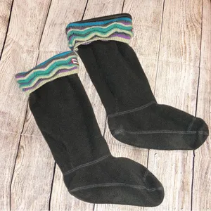 Hunter Boots Tall Socks in Blue, Green, Gray/Grey Chevron Stripes Size M thumbnail 2