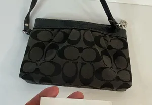 Coach Black Signature Canvas Wristlet thumbnail 6