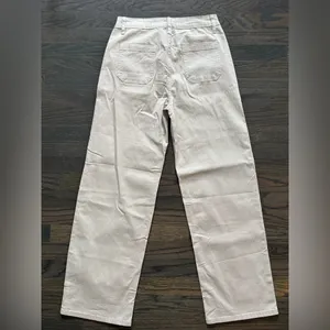 Classic Cream Straight Wide Leg Khaki pants 6 thumbnail 2