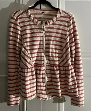 Free People Striped Peplum Jacket thumbnail 1