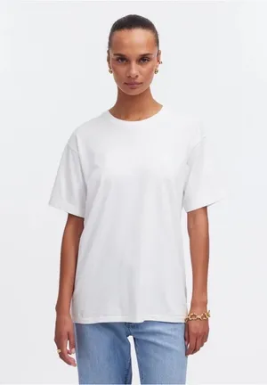 NWT Madewell Women's Cotton Relaxed Oversized Tee White Sz M small hole thumbnail 1