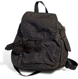 Kipling City Mini Backpack Pattern Black with Monkey thumbnail 1