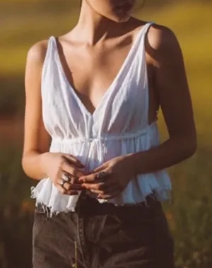 brandy melville riley babydoll flowy white tank top thumbnail 1