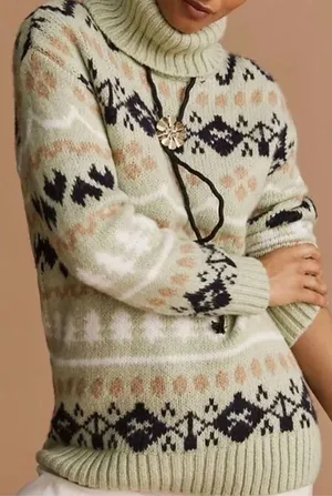 Anthropologie‎ Fair Isle Turtleneck Tunic Sweater thumbnail 1