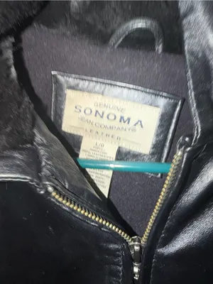 Sonoma Black Fuzzy Hooded Leather Jacket Size Large thumbnail 2
