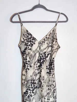 Express Black and Gray Snakeskin Print Midi Slip Dress Size Small thumbnail 3