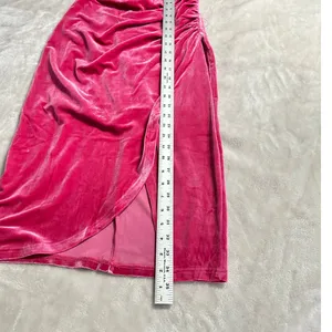Lulus Knee Length Dress Women's Small Pink Velvet Strapless Bodice Tulip thumbnail 12