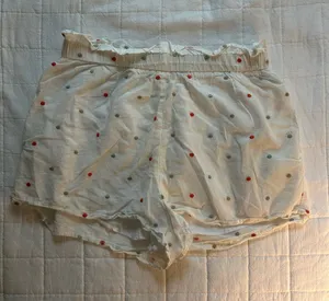 Lush Polka Dot Linen Blend Shorts - White thumbnail 1