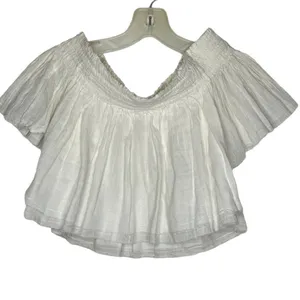 Free People Off Shoulder Crop Top White thumbnail 3