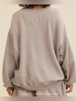 Aerie Tres Chic Oversized Minimalistic Neutral Streetwear Crewneck size xxs thumbnail 2