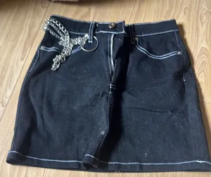 Tiger Mist Black Denim Skirt with Chain Detail thumbnail 1