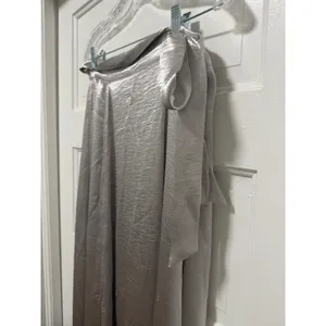 re:named Silver Metallic High Slit Maxi Wrap Skirt Small Evening Party size sm thumbnail 4