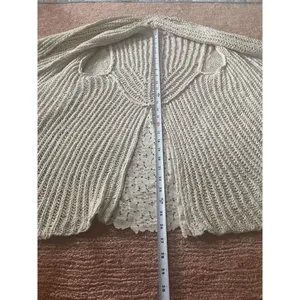 Anthropologie Knitted & Knotted Siretta Cotton Blend Beige Women’s Cardigan XS thumbnail 8