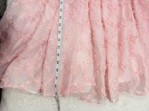 Mable Ribbon Textured Puff Sleeve Babydoll Mini Dress In Baby Pink‎ Size M thumbnail 13